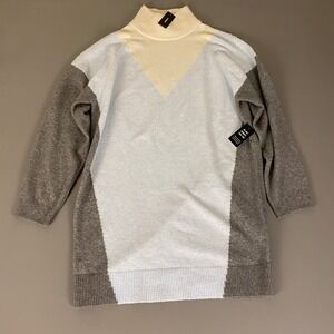 Express‎ Color Block Mock Neck Sweater Dress Knitwear Tunic Medium Blue Gray NWT